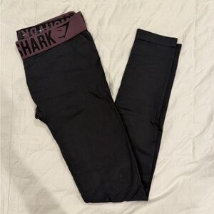 Gymshark dark grey leggings with purple waistband